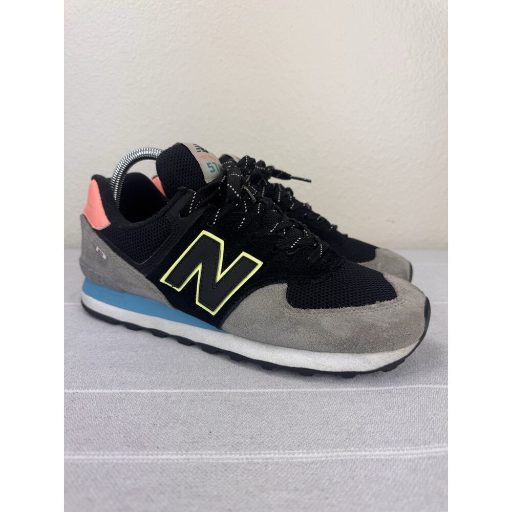 New Balance 574 Lace Up Running Sneakers Retro Black Paradise Pink M 8 /W 9.5
